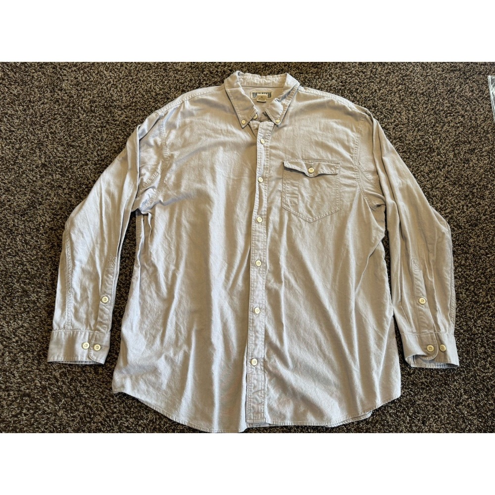 Duluth Trading Co XL Blue/Gray Heavy Cotton Shirt Workwear Long Sleeve Button